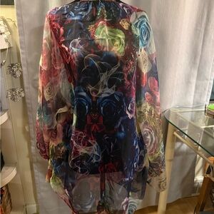QED London Multicolor Floral Sheer Blouse